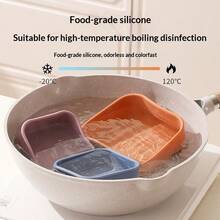 Caja de almuerzo cuadrada de silicona, recipiente de almacenamiento de alimentos con válvula de aire, caja bento para microondas para frutas y verduras - Multicolor - Ver 5