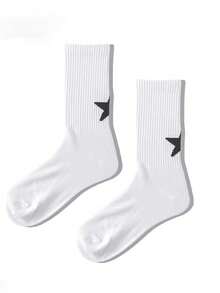 1 Pair Solid Color "Spicy" Letter Print Crew Socks For Men, Sporty Casual Homewear, Suitable For All Seasons Including Plus Size, Thin & Breathable Material - Multicolor - View 10