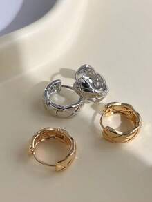 1对925纯银耳环,简约休闲设计,高品质珠宝礼品,适合女性日常佩戴 - 菱格紋耳環 - 查看 3