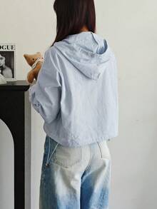 2025 Spring/Autumn Fashion Sweet Versatile Striped Button-Up Shirt - Blue - View 5
