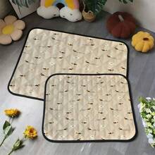 1pc Bee & Flower Pattern Pet Mat, Dog Bed Pad, Cute Cartoon Pet Cushion, Washable Pet Resting Mat, Suitable For All Seasons - Multicolor - View 3