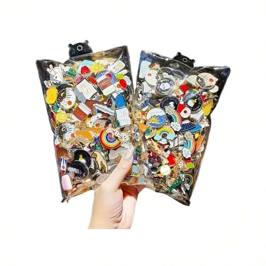 10/20/30/40/50/60/70/80/90/100pcs Random Cartoon Enamel Brooch Surprise Blind Box, Cute Fun Badge Pins, Versatile Decoration For Backpack, Clothes, Student & Friend Creative Small Gift - Multicolor - View 1