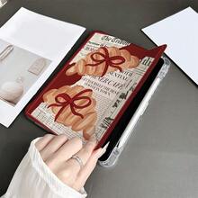 1 chiếc ốp lưng máy tính bảng in hình bánh sừng bò và nơ đỏ, có ngăn đựng bút, tương thích với iPad 10.9/10.2/ Air thế hệ thứ 5/Pro11/10/9.7/Air 2/ (thế hệ thứ 7)/ (thế hệ thứ 8)/ Air 4/5/ Pro 11/ Thế hệ thứ 10 10.9 inch 2022 Smart Case/ Air 13(M3 2025)/ Air 11(M3 2025)/ Air 11(M3 2025)/ 11(A16 2025), chức năng tự động ngủ/thức, tương thích với Galaxy Tab S10+/S9/A9, tương thích với 5/5PR/6/6PRO/7/7PRO, tương thích với Matepad, tương thích với Honor Pad. - Nhiều màu - Xem 5