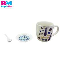 Taza Cerámica Feliz Día del Padre Incluye Cuchara y Tapa o Platito con Caja para Regalo Color Azul - CORBATA - Ver 4