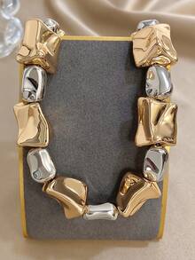1Pc Irregular Stone Necklace, Necklace & Pendant, Women's Necklace, Retro Jewelry, Perfect For Daily Wear, Dating, Parties, Summer Jewelry, Mother's Day Gifts, Easter, Boho Jewelry, Gifts For Girlfriend - Multicolor - View 12