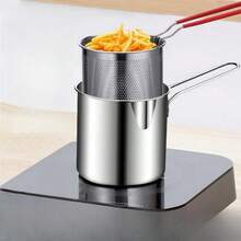 1 buah Penggorengan Stainless Steel, Panci Minyak Rumah Tangga Kecil, Penggorengan Kecil dengan Filter, Penggorengan Mini Hemat Minyak untuk Kompor Elektromagnetik untuk Menggoreng Kentang Goreng, Ayam, Nasi, Kembang Kol, Nugget Ayam, dengan Baki Penghemat Minyak, Penggorengan Mini Praktis dan Nyaman dengan Keranjang Goreng - Penggorengan - View 10