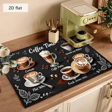 1pc Coffee Themed Blackboard Style Illustration Drying Mat, Absorbing And Draining Pad, Suitable For Dining Table And Cafe, Multipurpose Decor, Home Gift - XYLSD-250 - View 4