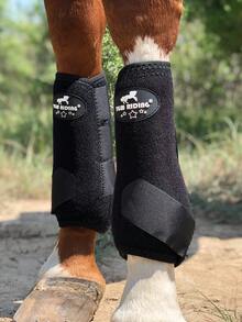 Horse Leg Guards, Equestrian Accessories, Horse Leg Sleeves, Horse Leg Wrap Set, Equestrian Outdoor Training, OK Fabric Horse Leg Guards, Sold In Pairs TGW RIDING Equine Sports Elite Front Leg Boot Horse Leg Wraps Horse Boots, Pair - Black - View 6