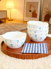 1/2/4 chiếc bát sứ nhỏ hình trái tim vẽ tay kiểu Hàn Quốc, bát họa tiết dễ thương, bát ăn tráng miệng hàng ngày, bát kem, bát salad trái cây, bát cơm gia đình. - Nhiều màu - Xem 19