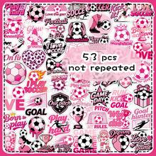 53pcs Cartoon Hand-Drawn Pink Football Sports Decorative Stickers For Notebook, Tumbler, Desktop - Original Pink Soccer - View 10