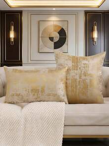 Miater 1pc High-Precision Luxury 3D Geometric Decorative Pillow Cover, Elegant Sofa Living Room Cushion Cover, Home Decor Pillow Sham (Pillow Insert Not Included) - Orange - View 7