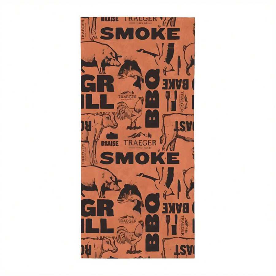 1pc Traeger BBQ Smoker Butcher Pattern Microfiber Beach Towel – Quick Dry, Absorbent, Soft & Lightweight For Outdoor Travel, Camping, And Seaside Vacations, Modern Style With Bold "SMOKE" Design, Camping Gear - 60*30in (156*77cm) - Xem 1
