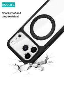 Ốp lưng điện thoại từ tính Koolife 1 chiếc màu đen, chất liệu PC+TPU chống trầy xước, vòng giữ điện thoại xoay 360°, tương thích MagSafe, khung mờ, mặt lưng trong suốt, dành cho Apple 17/17 Pro/17 Pro Max - màu đen - Xem 7