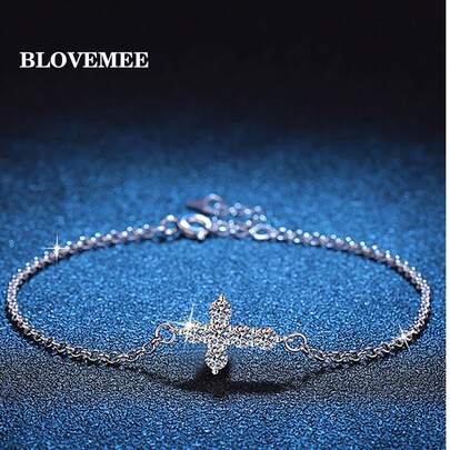 BLOVEMEE 1 chiếc vòng tay bạc 925 cao cấp, 6 viên đá Moissanite 0.6 carat, kích thước 3.0mm, thích hợp cho đi làm, dự tiệc, du lịch, sinh nhật, Ngày Valentine, Ngày của Mẹ, kỷ niệm ngày cưới, Giáng sinh, quà tặng trang sức cho phụ nữ.