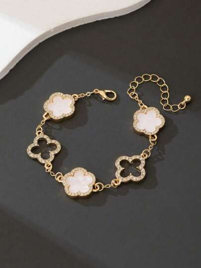 1 pieza Delicado colgante de trébol de 4 hojas, accesorio de joyería de lujo para mujer (sin caja de regalo)