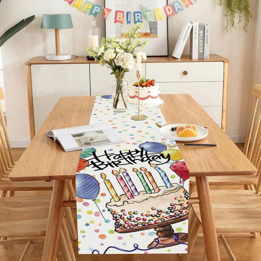Birthday Card, Colorful Birthday Cake Balloons, Confetti Decorations, Suitable For Birthday Parties, Holiday Seasons, Home, Kitchen, Dining Table Decor