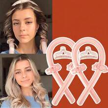 Heatless Curling Set – Overnight Soft Sponge Rollers, Long-Lasting Big Waves & Curls - Pink - View 1