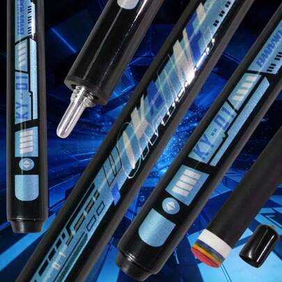 20oz Cyber Bar, Cyber Blue & Technology Carbon Fiber 2-Piece Pool Cue, Quick Bite Interface, 12.5mm Leather Tip, Threaded Bottom For Separate Handle, Suitable For And 9-Ball Tables, Gift For Pool Enthusiasts