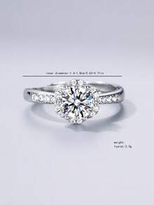 1 chiếc nhẫn bạc S925 đính đá Moissanite 1 carat, thiết kế tối giản sang trọng, đa năng, phù hợp cho cả công sở và thường ngày, lý tưởng làm quà tặng Ngày Valentine, Ngày của Mẹ, mùa cưới, lễ đính hôn, kỳ nghỉ, sinh nhật, kỷ niệm, quà năm mới. - Bạc - Xem 6
