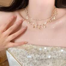 Women Chain Necklaces - Double-layered Butterfly (white Diamond Necklace) - View 9