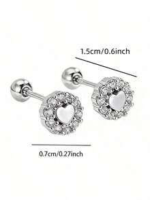 JOJELOO 2pcs Stainless Steel Hypoallergenic Earrings | Shiny Heart Line Design, Elegant & Lightweight | Minimalist, Versatile For Holidays And Everyday - Silver - View 11