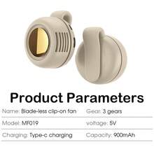Portable Silent Mini Bladeless Clip-On Fan, Adjustable 3-Speed Levitation Turbine Fan For Shirt, Waist, Outdoor, Travel And Office, Travel Accessory, Gift - Multicolor - View 5