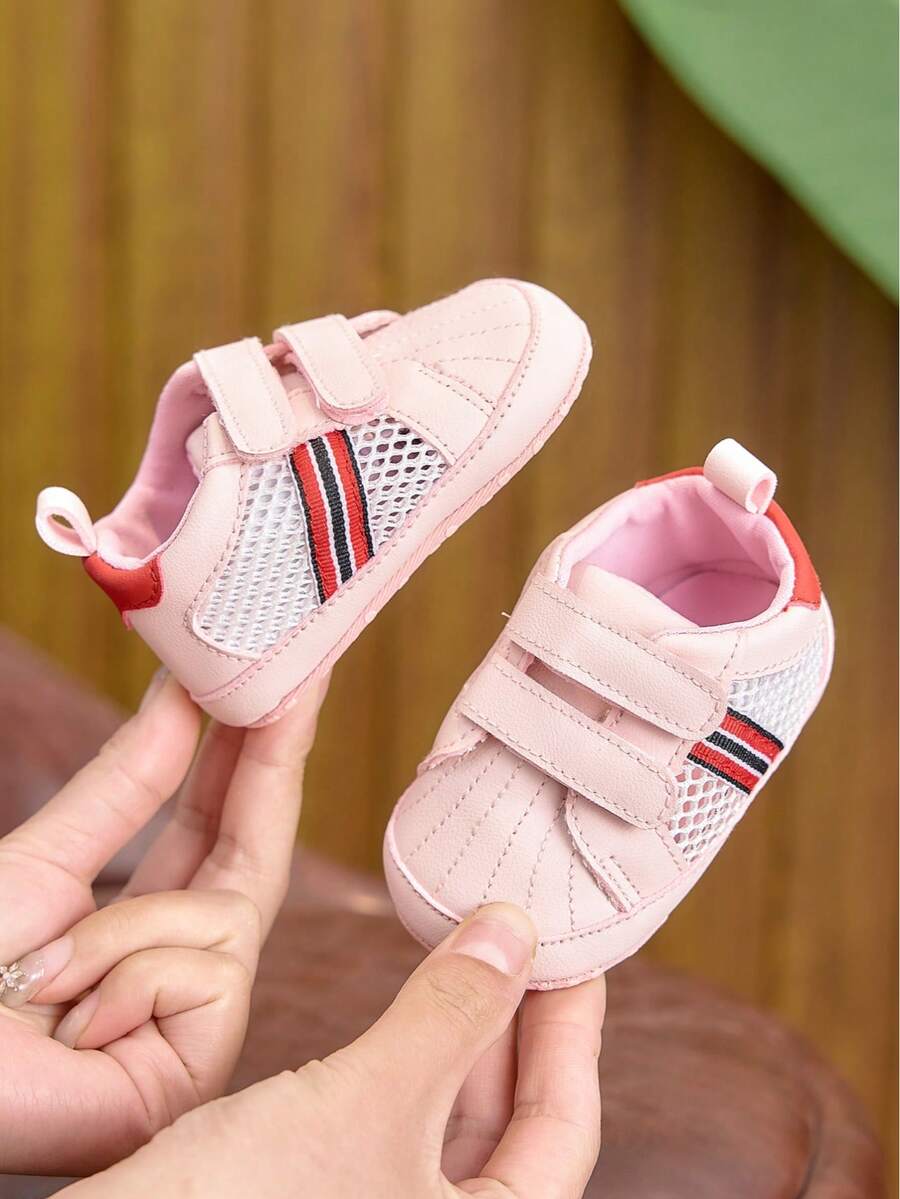新生儿软底网眼透气时尚婴幼儿运动凉鞋,适合0-6-12个月宝宝,春夏休闲鞋,室内外皆宜 - 粉色 - 查看 1