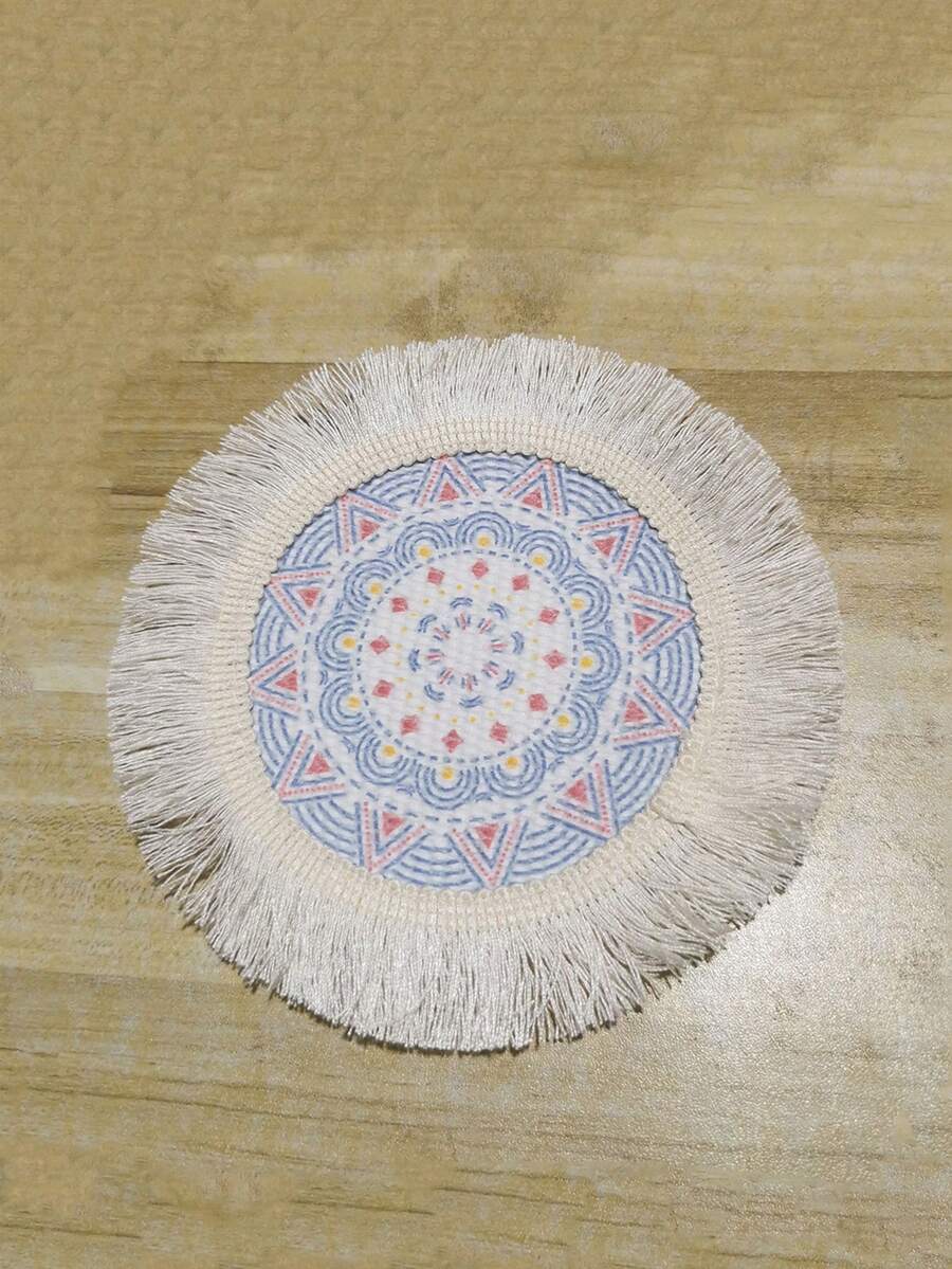 1 tấm lót bàn ăn bằng vải cotton dệt kiểu Boho, có tua rua, chất liệu vải kiểu Bắc Âu, cách nhiệt. - Nhiều màu - Xem 1