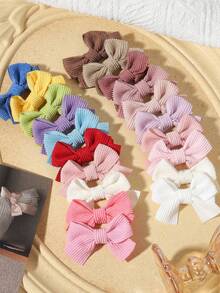 Set de 20 pinzas para el cabello de unicolor de terciopelo tipo macarrón, sin daños, antideslizantes y con lazos lindos, adecuadas para peinados diarios/de fiesta - color mezclado - Ver 2