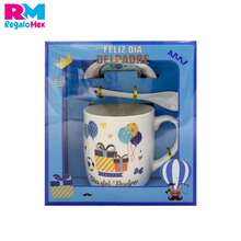 Taza Cerámica Feliz Día del Padre Incluye Cuchara y Tapa o Platito con Caja para Regalo Color Azul - REGALOS - Ver 3