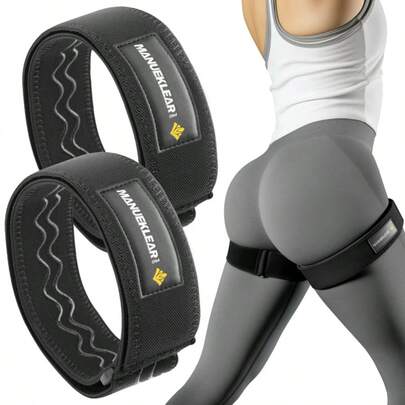  MANUEKLEAR Non-Slip Blood Flow Restriction Bands For Thighs, BFR Booty Bands For Women Glutes Leg, Adjustable Occlusion Thigh Bands For Workout Leg & Hip