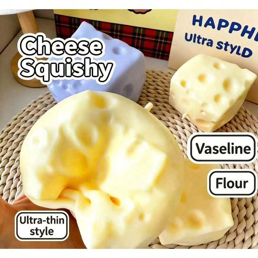 1pc 7cm Pale Yellow Cheese Coconut Oil Cream Cheese Squishy - Soft Dough Texture With Creamy Filling, Silent Squeeze Stress Relief Toy For Desk Focus & Mindful Breaks - 2025 Trending Sensory Gadget For Adults - 粉紅球皮 - 查看 1