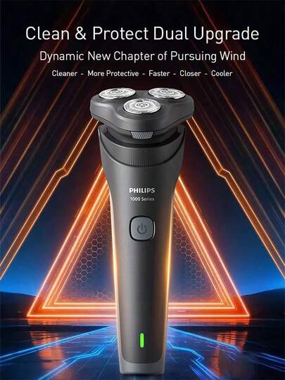 PHILIPS 男士电动剃须刀 | 可充电，IPX7级防水，干湿两用，3D浮动刀头，USB充电，无线设计，LED电量显示，便携旅行款