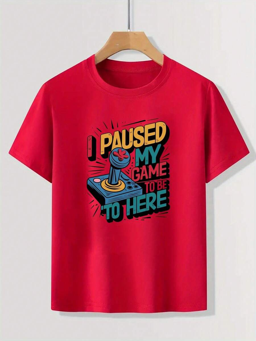 Game Cotton T-Shirt For Teenagers - Merah - View 1