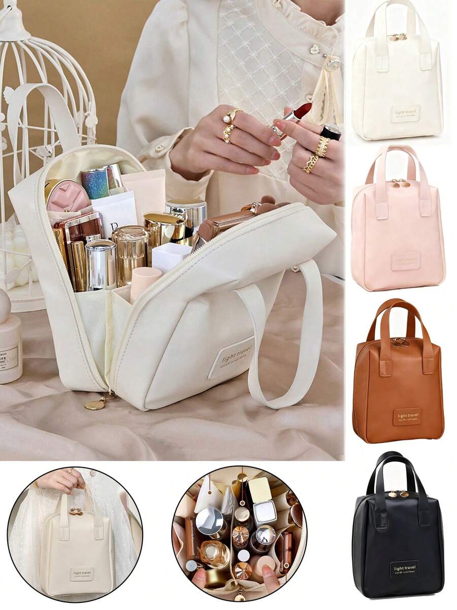 1pc Large Capacity Makeup Bag, Multi-Functional Travel Cosmetic Bag, Portable Storage Organizer Bag, Waterproof Toiletry Bag, Ideal Gift For Mother's Day, Birthday, Holiday, Bridesmaid, Wedding, Also Essential For Travel, Cruise, Vacation, Beach, Bathroom & Bedroom Organization, Dorm Room