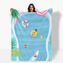 Boat And Umbrella Pattern Poolside Blanket For Wall Hanging Decor And Outdoor Use - 1 - Ver 1