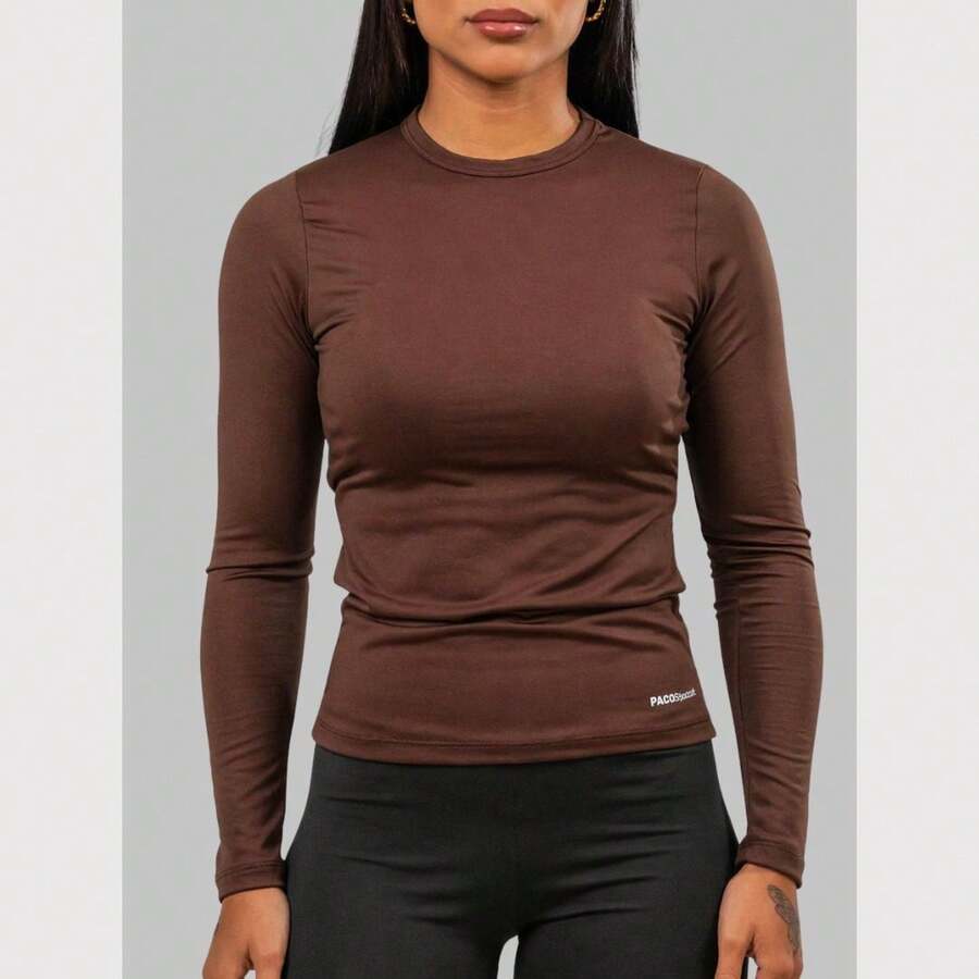 Women's Long-Sleeved Thermal Fleece Blouse, Warm And Cold, For Winter, Hiking, And Strolling - Rỉ Nâu - Xem 1