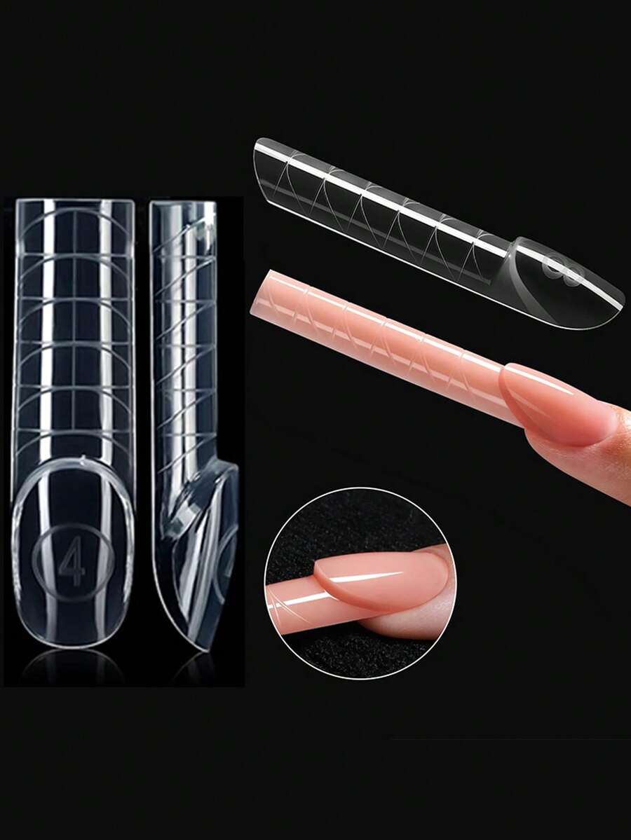 24pcs Ujung Ekstensi Kuku French Dual Mode 12 Ukuran, Cocok untuk Pembentukan Kuku Cepat, Perlengkapan Seni Kuku Multifungsi, Ideal untuk DIY Kuku di Rumah dan Seni Kuku - Clear - View 1