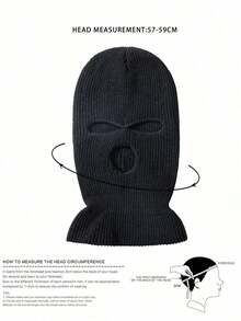 1pc Y2K Style Candy Color Thick 3-Hole Balaclava Ski Mask, Unisex, Versatile For Outdoor, Casual, Commuting, Warm For Winter Autumn Outfits - Burgundy - Xem 9