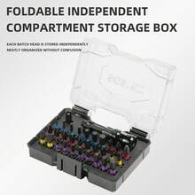 32 Stück S2 Stahl Schlagschraubendreher Bit Set in schwarzer Box, mit farblich codierten Bohrerbits - HEX, PH, PZ, SL und Torx Bits, Verlängerungsstangen, geeignet für Heimwerkerarbeiten, Möbelmontage, Kfz-Wartung und professionelle Arbeiten - B-schwarz - Übersicht 10