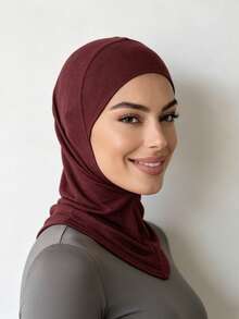 1pc Women's Fashion Solid Color Large Size Elastic Chin Strap Neck Gaiter Scarf,Accsesories,Beach Towel - Brown - View 3