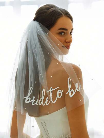 1 chiếc phụ kiện đội đầu cô dâu màu trắng thanh lịch kèm lược cài, thêu chữ "Bride", phù hợp cho tiệc phù dâu, lễ đính hôn, đám cưới và các dịp khác, khăn voan cô dâu cá nhân hóa, trang trí tiệc cô dâu, quà tặng tiệc đính hôn.