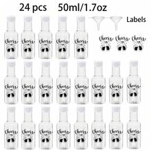 24入/5入 25ml/50ml 迷你塑膠瓶,透明迷你飲料瓶,迷你酒瓶,適合徒步、露營旅行和森林度假,配有黑白塑膠瓶蓋,夏季徒步、露營必備,戶外用品,派對禮物 - 透明h18 - 查看 9