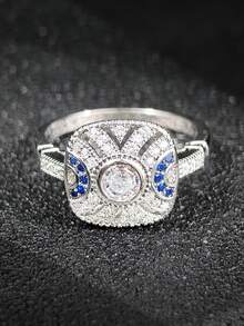 MOONSO 1pc New Vintage Hollow Design Fashionable Exquisite Inlaid Shiny Synthetic Zirconia Women's Ring R5019 - R5019 - View 7