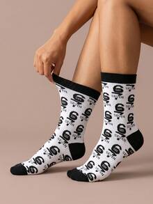 5 Pairs Unisex Colorful Pop Art Numeric Pattern Contrast Detail Polyester Breathable Short Socks, Suitable For Daily Wear And Street Fashion - Multicolor - View 4