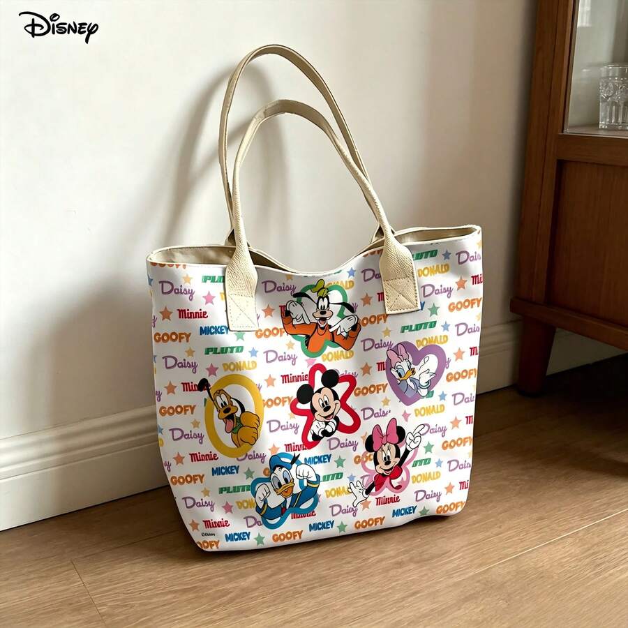 Túi xách tay và đeo vai đựng laptop hình chuột Mickey và những người bạn của Disney, túi đeo vai in hình nhân vật dễ thương, thích hợp sử dụng hàng ngày. - trắng - Xem 1