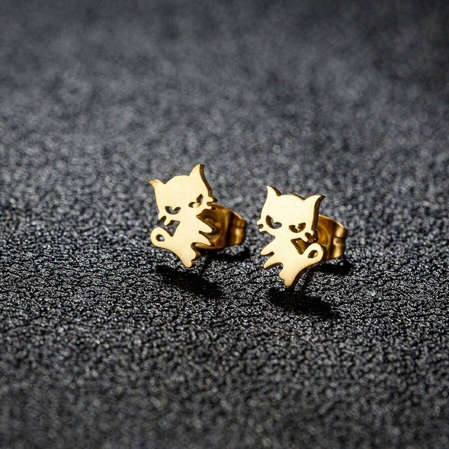 1Pair Fashion Cute Cat Small Earrings For Women Simple Pet Cat Charming Ear Piercing Accessories Jewelry - GED281 - View 1