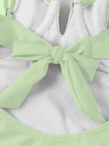 Traje de baño body elegante y sexy de cuello en V rojo, de llegada nueva primavera/verano de Polovedo, para playa, fiesta, cita, vacaciones - Verde - Ver 6
