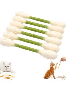 6件套猫咪棉签玩具，幼猫咬棒，适合室内猫咪娱乐，耐用绳子，大型毛毡互动猫咪踢球玩具，激发猫咪活力的完美礼物 - 彩色 - 查看 17