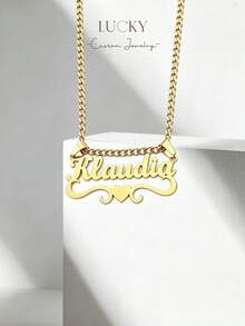 Customized Name Necklace, Double-Layer Gold-Plated Personalized Letter Necklace, Minimalist Daily Style, Customizable Exclusive Text. Product Includes Gift Box, Suitable As Valentine's Day Gift, Birthday Gift, Mother's Day Gift, And Everyday Gift. - Necklace - View 4